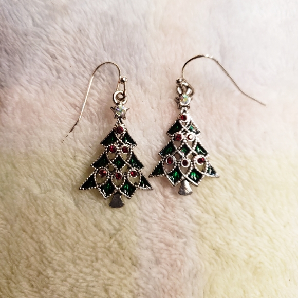 Merry and Bright Enamel Christmas Tree Earrings - Picture 6 of 6